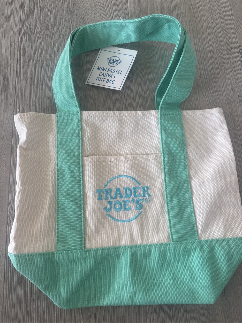 Trader Joe's Mini Canvas Tote Bag in Mint